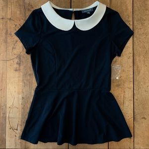 ModCloth Peplum-style Blouse, Peter Pan Collar
